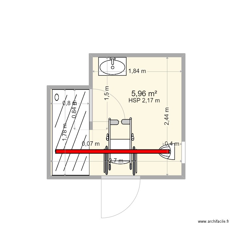 LAPARRE Paulette. Plan de 1 pièce et 6 m2