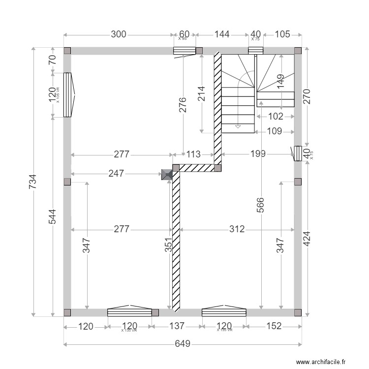 GIRAUD ETAGE MACONNERIE. Plan de 2 pièces et 41 m2