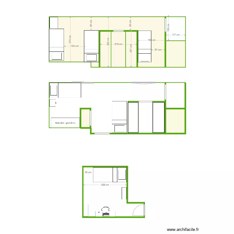 CHAMBRES JUMELEES deux. Plan de 