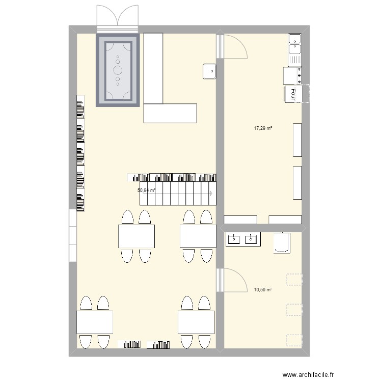 L'epilogue. Plan de 3 pièces et 79 m2