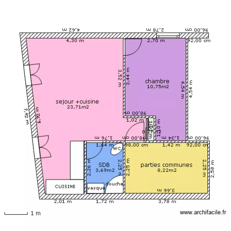 1er etage PRADES. Plan de 