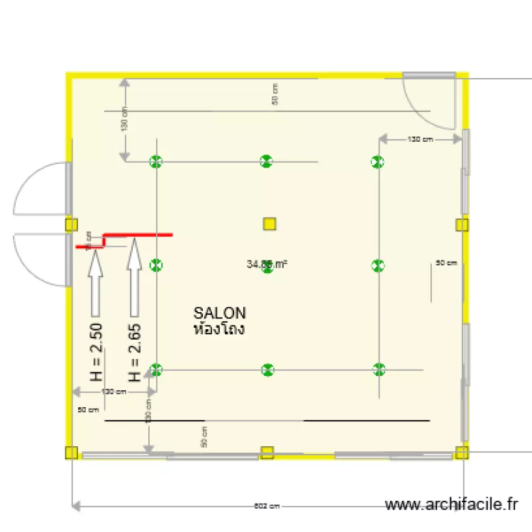 faux plafond SALON. Plan de 