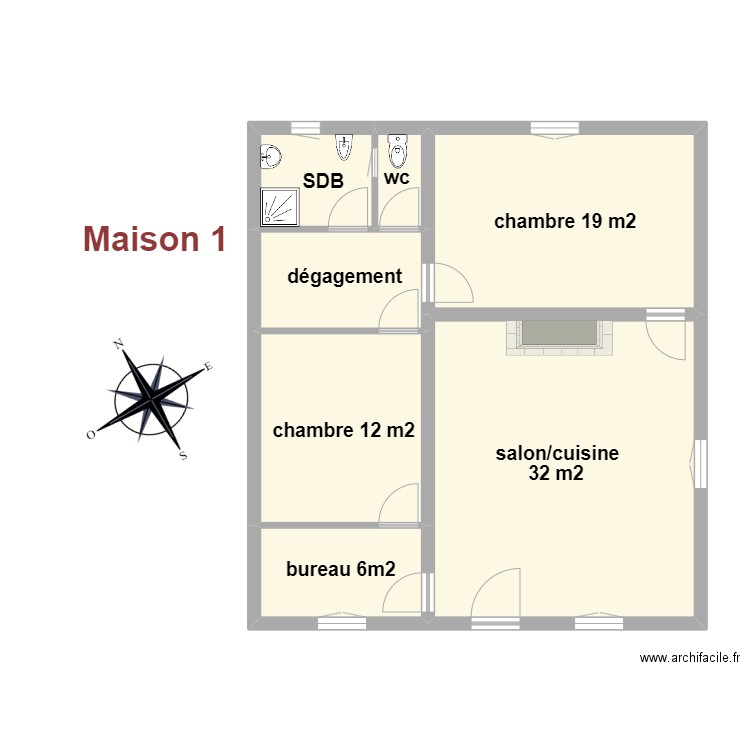 Maison 1 Daulon. Plan de 7 pièces et 83 m2