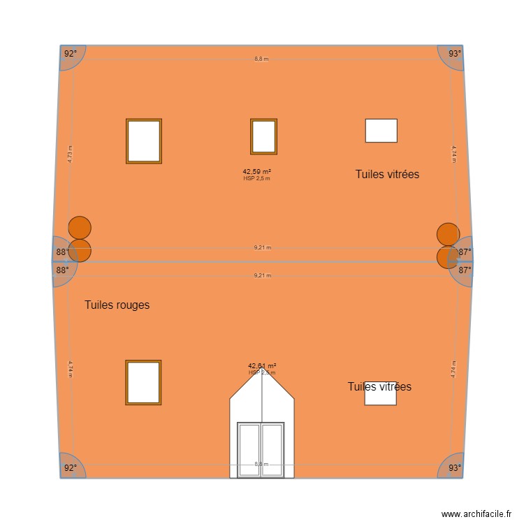 DP Plan de Toiture avant Longueau. Plan de 2 pièces et 85 m2