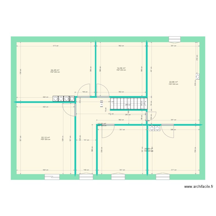 Caro Etage actuel. Plan de 6 pièces et 125 m2