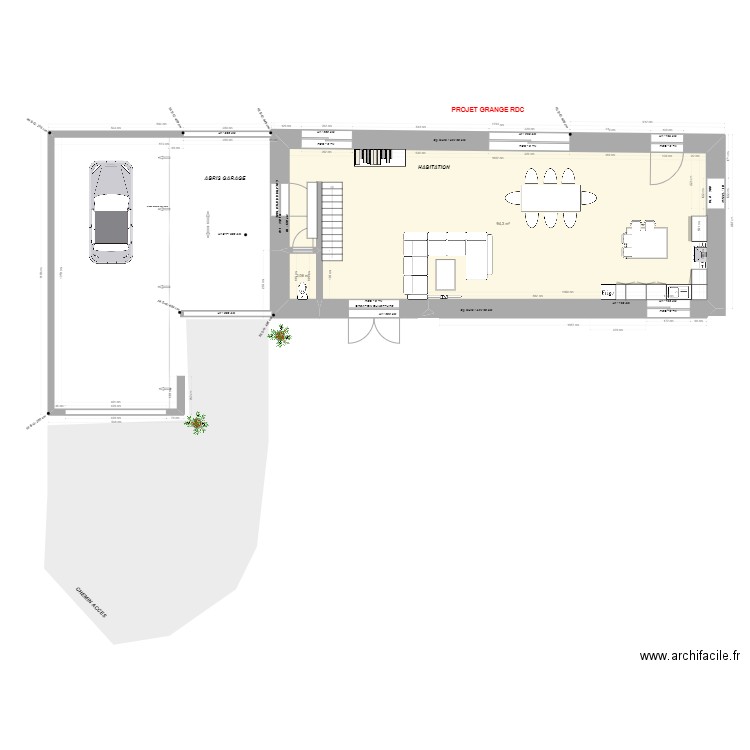 GOURSAT - RDC Grange PROJET RDC. Plan de 2 pièces et 96 m2