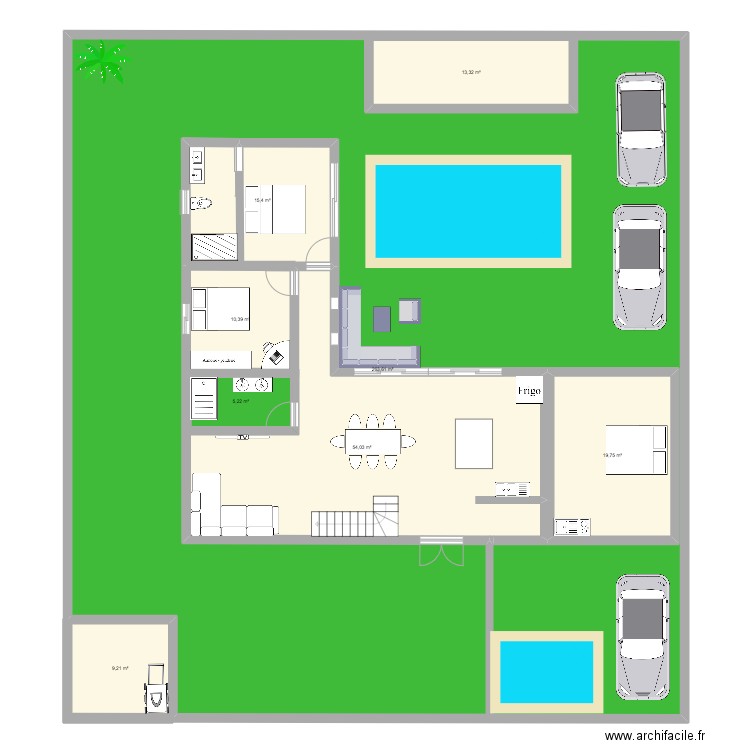 Plan01 test. Plan de 8 pièces et 554 m2