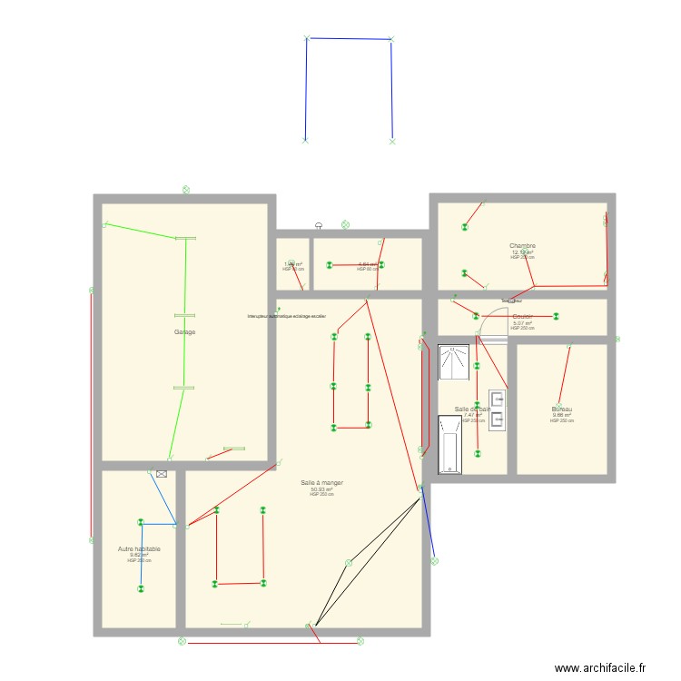 Plan reseau eclairage. Plan de 0 pièce et 0 m2