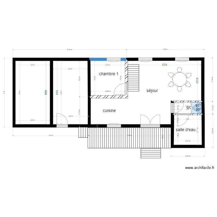 chalet 63. Plan de 5 pièces et 49 m2