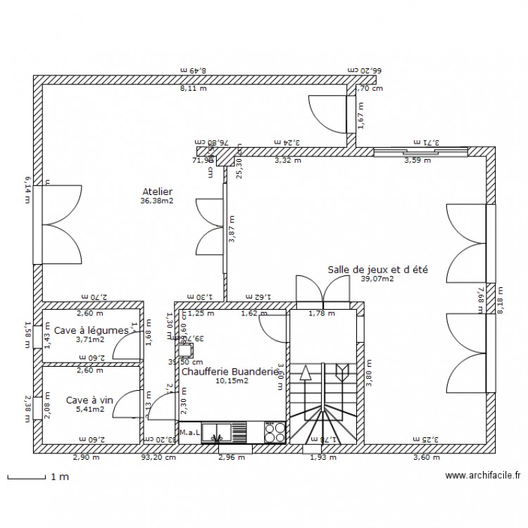 entresol aménagé avec cotes. Plan de 0 pièce et 0 m2