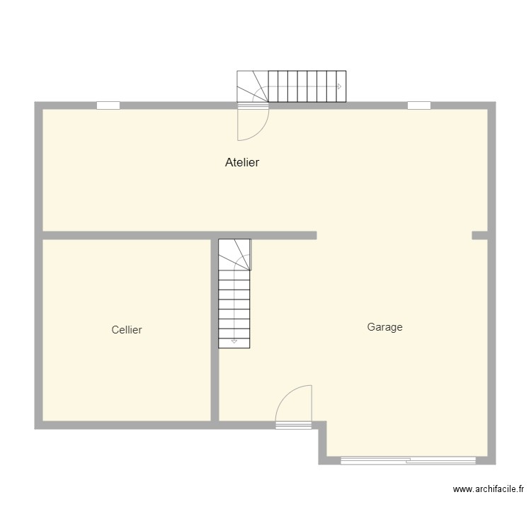 porte sous sol. Plan de 2 pièces et 93 m2