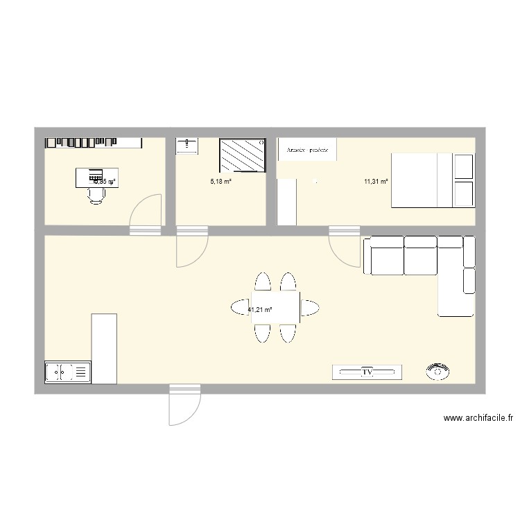 projet 1. Plan de 4 pièces et 65 m2