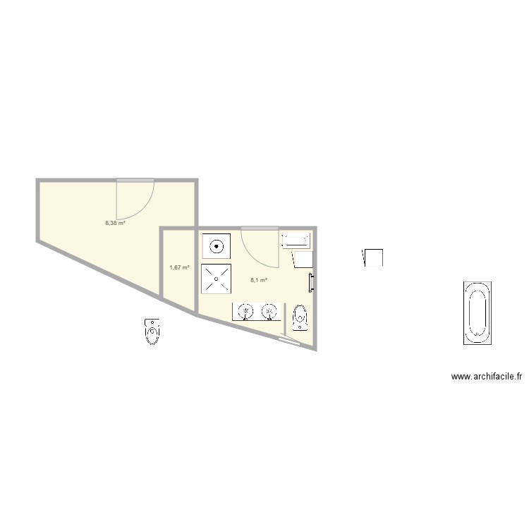 Base sjr. Plan de 3 pièces et 18 m2