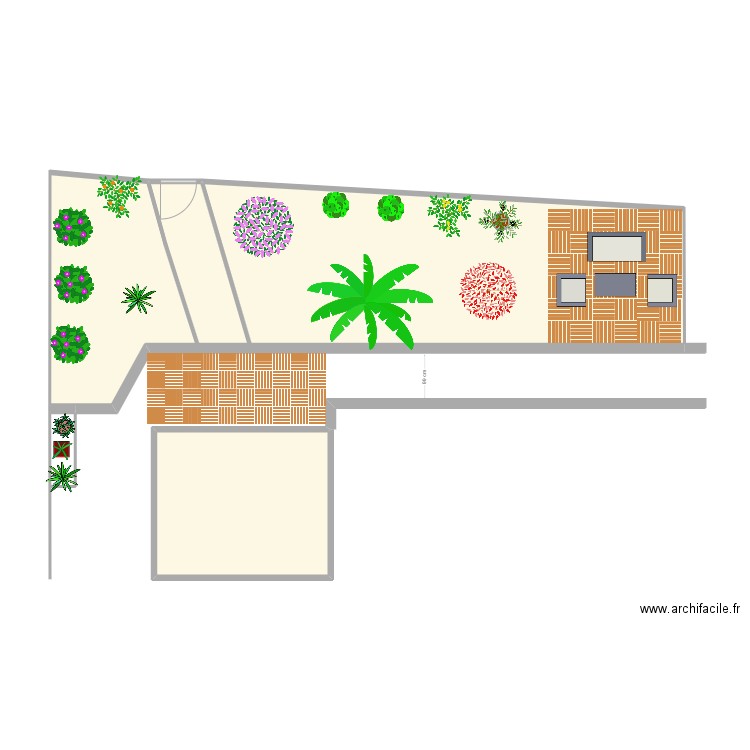 JARDIN BROSSIER. Plan de 2 pièces et 62 m2