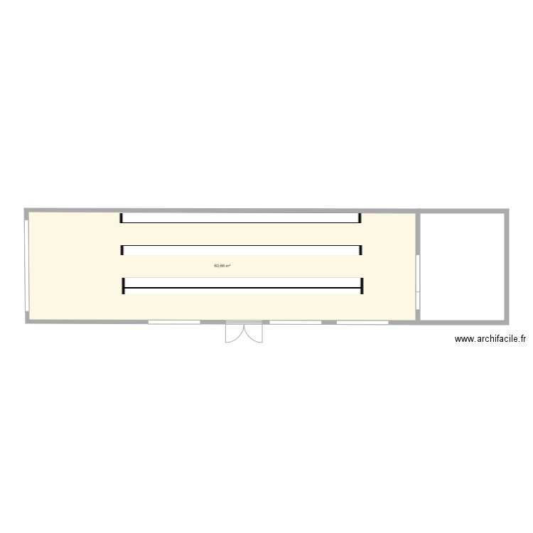 local 9. Plan de 1 pièce et 61 m2