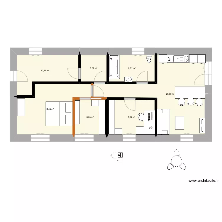 Cornol rez de chauss&eacute;e. Plan de 