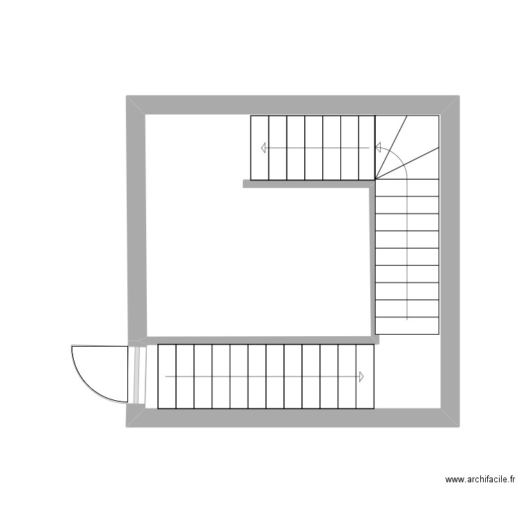 accès coupole au-dessus des sanitaires. Plan de 1 pièce et 16 m2