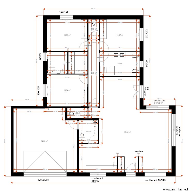 PLAN MAZET. Plan de 11 pièces et 156 m2