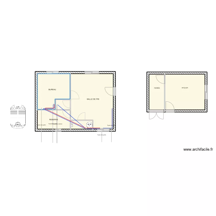 GRANGE-ANNEXE ELECTRICITE-PLOMBERIE. Plan de 