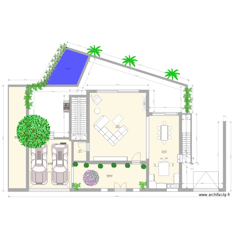 Maison San Agustin 1er étage projet. Plan de 7 pièces et 184 m2