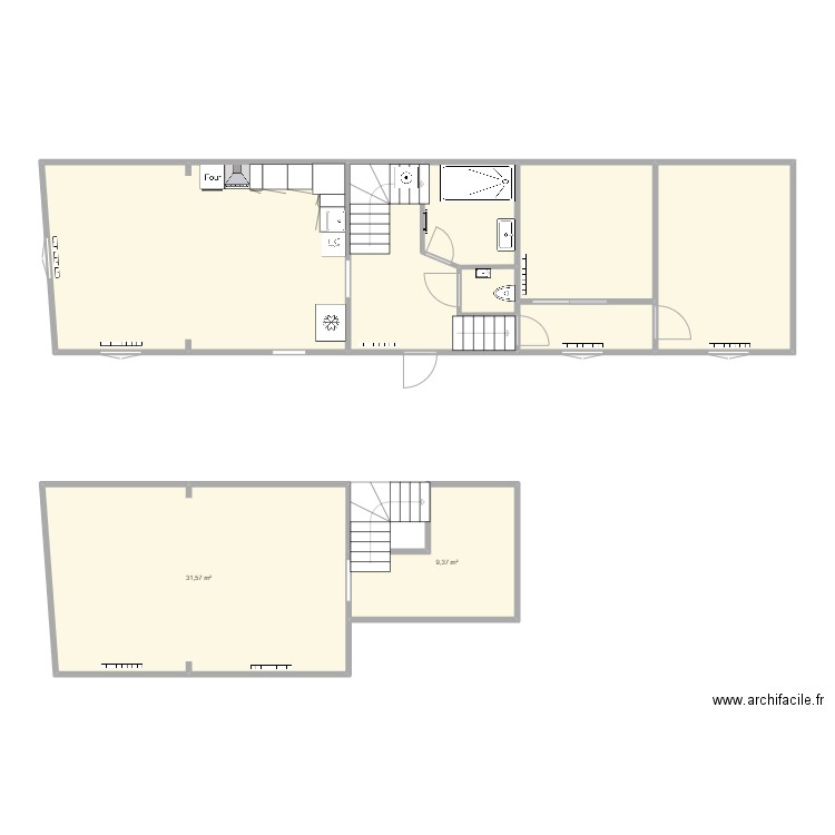 BRETON Chauffage. Plan de 9 pièces et 118 m2