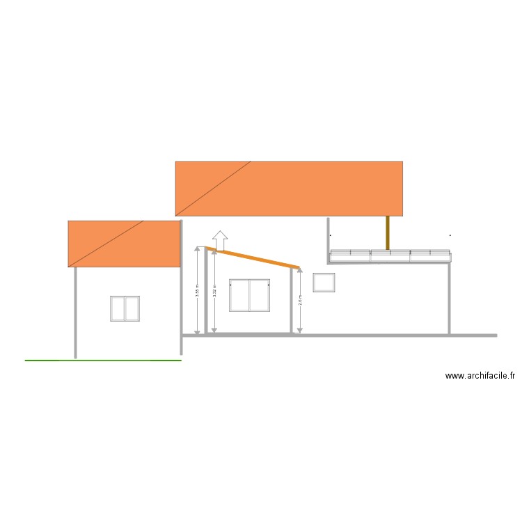 Extension Vue de coté nord. Plan de 0 pièce et 0 m2