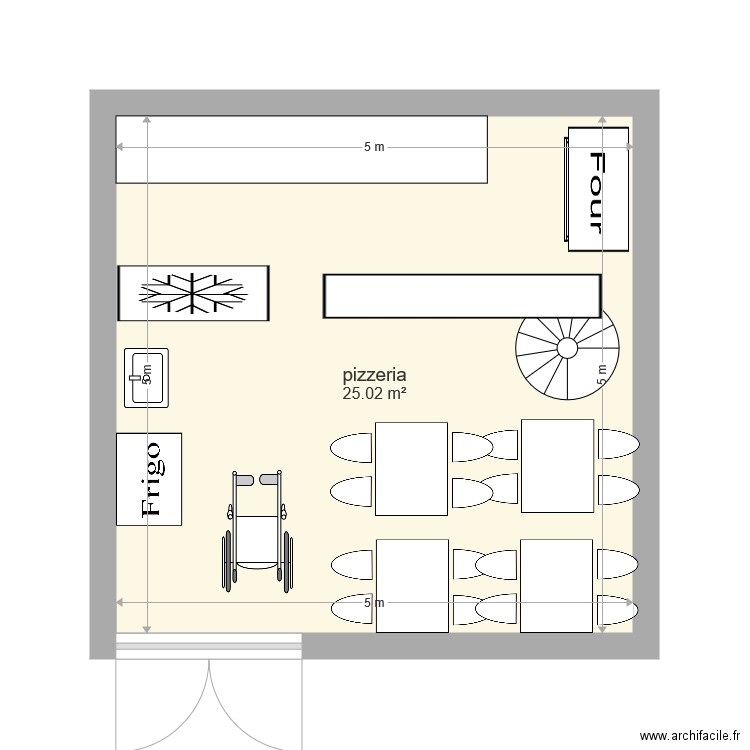 pizzeria. Plan de 0 pièce et 0 m2