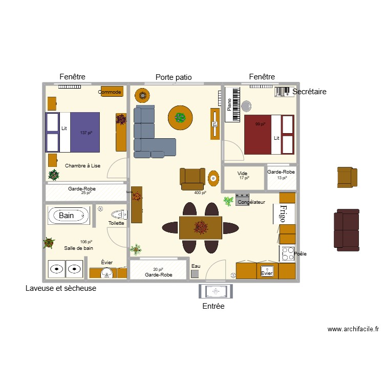 Lise. Plan de 8 pièces et 76 m2