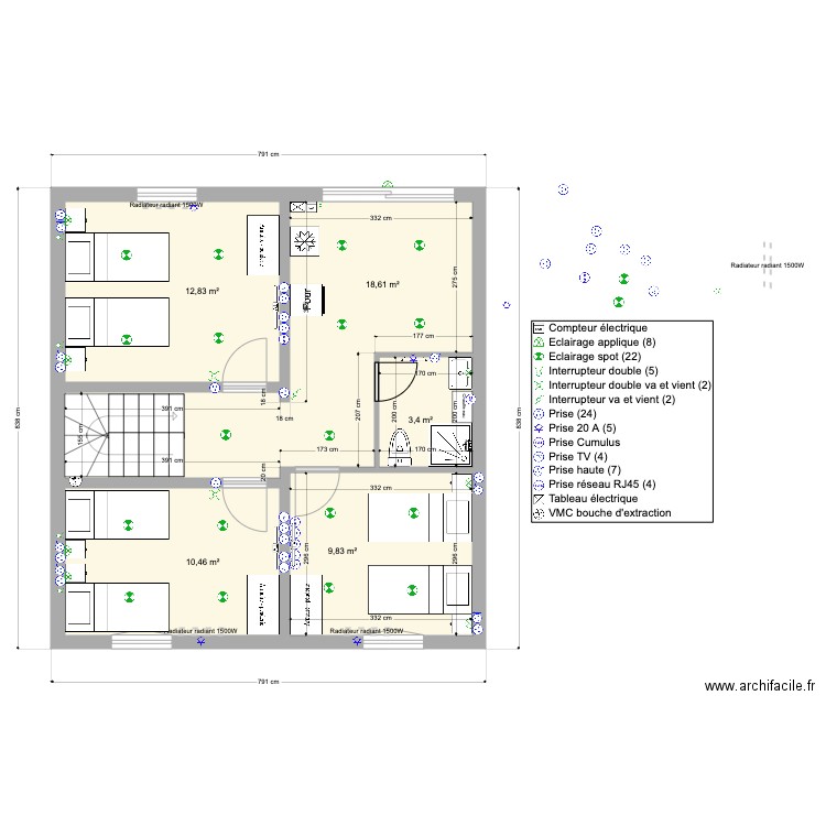 Sous-Sol V3 - EDOUARD. Plan de 5 pièces et 55 m2