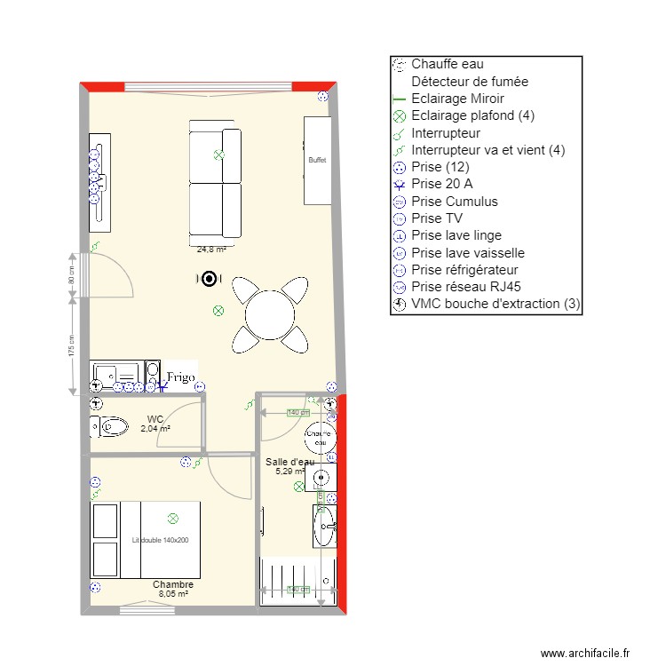 Masseube Appt 2_A03. Plan de 4 pièces et 40 m2