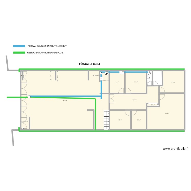 SIIDEF 3 impasse Jean Jaures RDC. Plan de 9 pièces et 224 m2