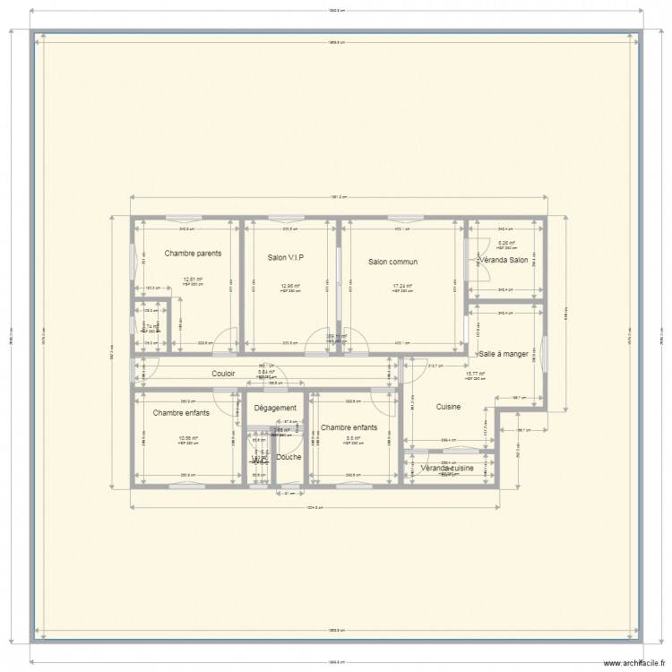 Plan de 3 chambres. Plan de 0 pièce et 0 m2