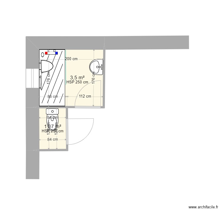 GWOZDZ. Plan de 2 pièces et 5 m2