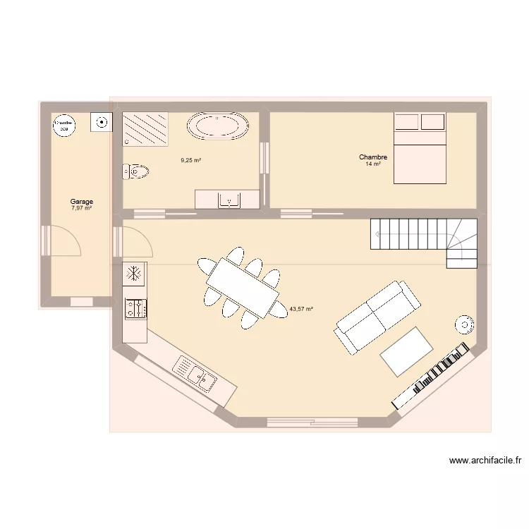 rdc maison bois. Plan de 