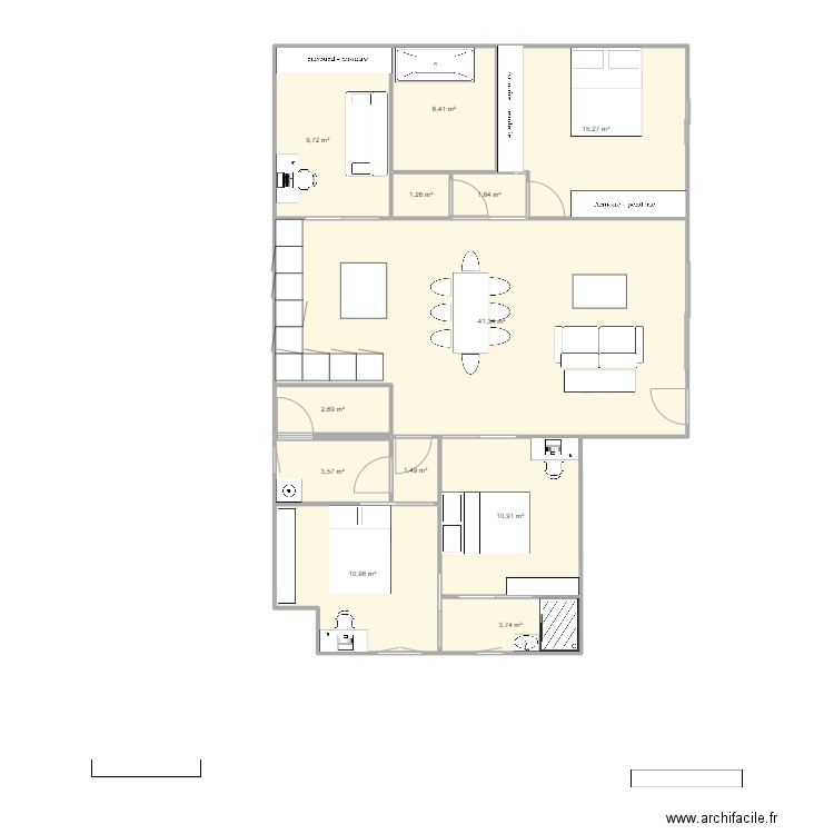 jassans actuel modif PLAN CARO avec extension. Plan de 12 pièces et 109 m2