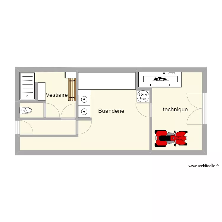 Vestiaire et Buanderie. Plan de Vestiaire et Buanderie. Plan de