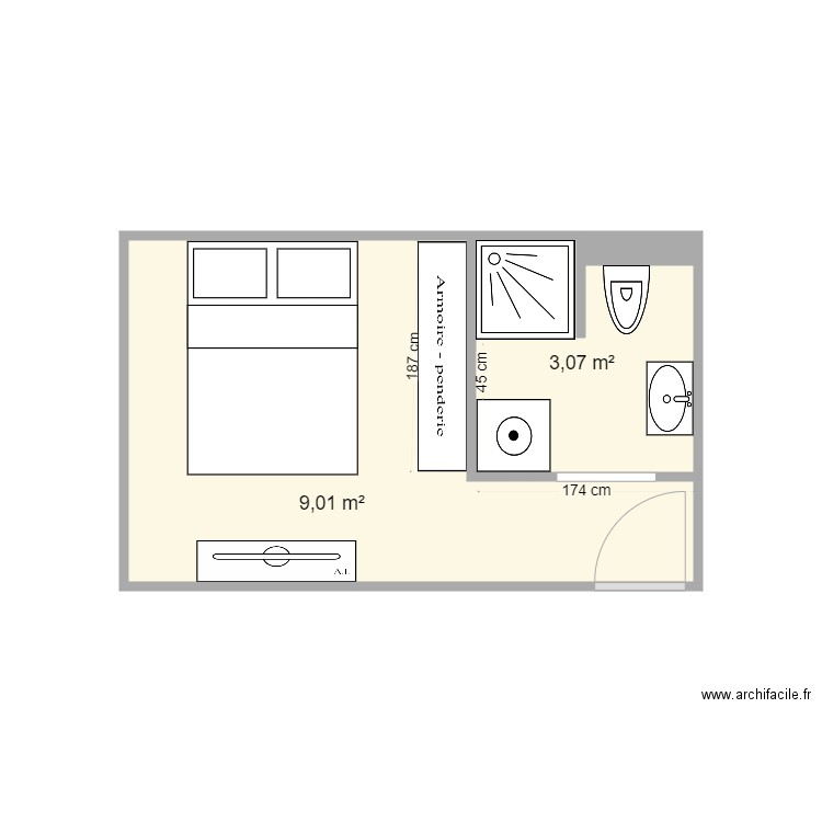 petit appart agencement chambre sdb sci la romade. Plan de 2 pièces et 12 m2