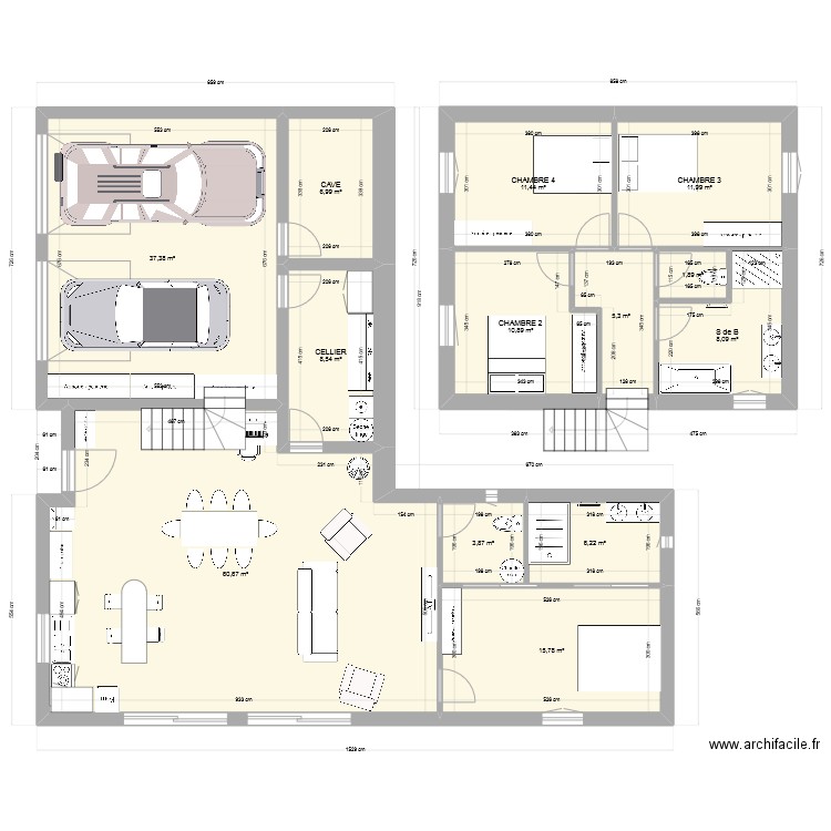 maison 2. Plan de 13 pièces et 189 m2