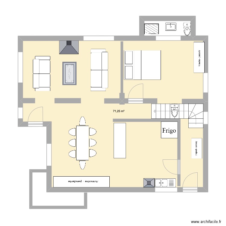 maison pierre Reboul 2. Plan de 1 pièce et 71 m2