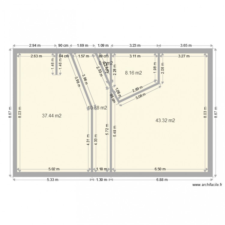 leys canevas. Plan de 0 pièce et 0 m2