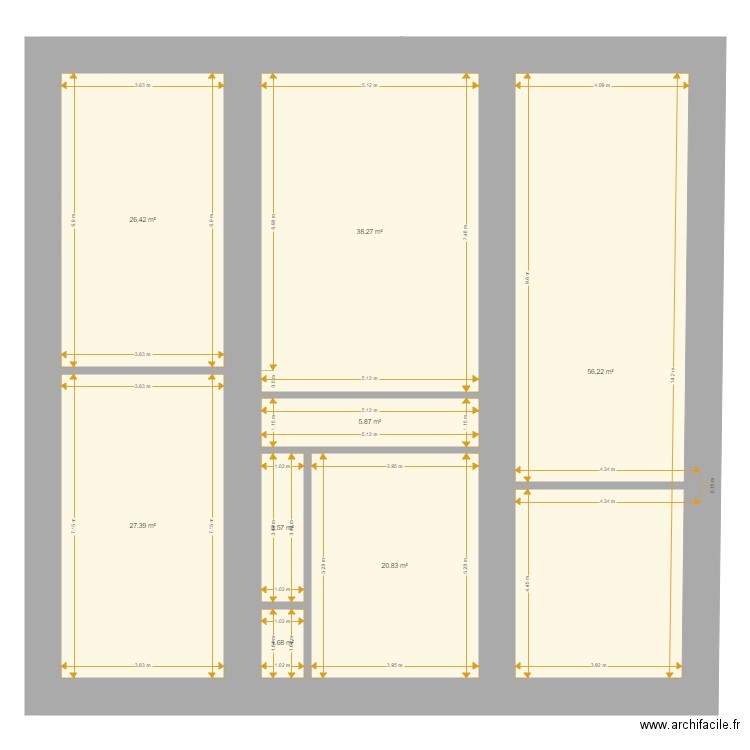 ANDENMATTEN Bernard Existant. Plan de 14 pièces et 353 m2