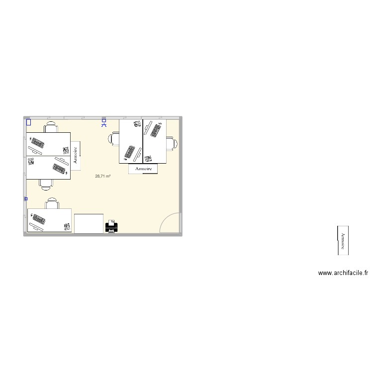 commercial test. Plan de 1 pièce et 29 m2