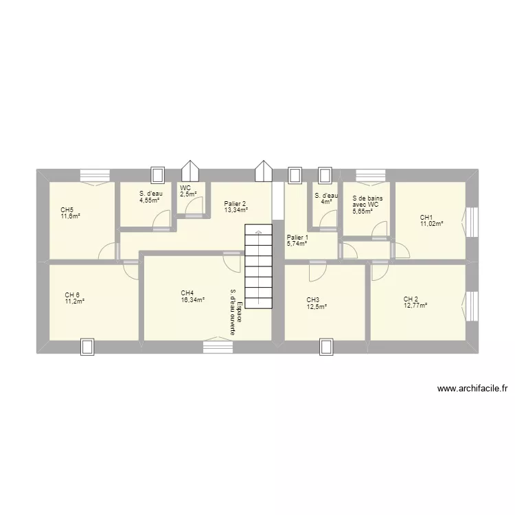 Etage Projet BRAYE COCQUEREAUMONT. Plan de 