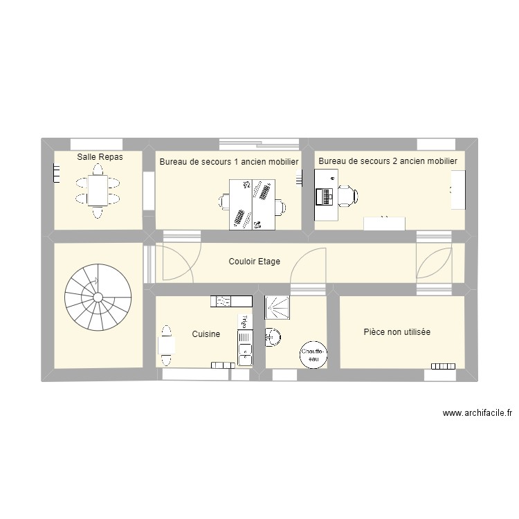 Etage Aurignac. Plan de 6 pièces et 34 m2