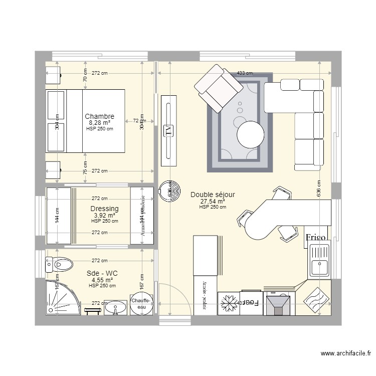 bel oeil  plan projet aménagé ultra compact 2. Plan de 0 pièce et 0 m2