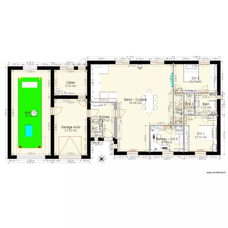 Projet Phil 01 Int Meubl&eacute; et Abrit CC. Plan de 