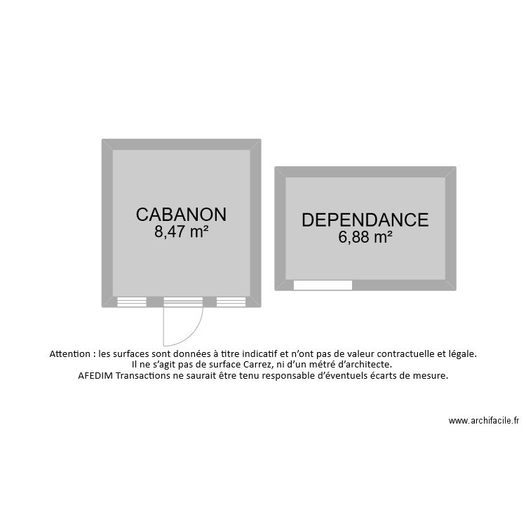 BI8952 ANNEXES. Plan de 2 pièces et 15 m2