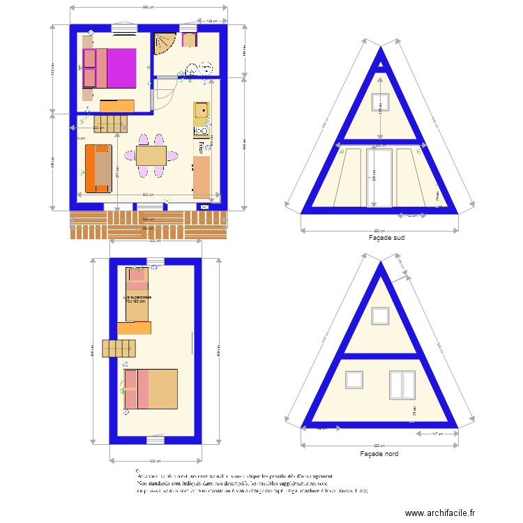 Tipi 550x650 à étage SDB et cuisine. Plan de 0 pièce et 0 m2