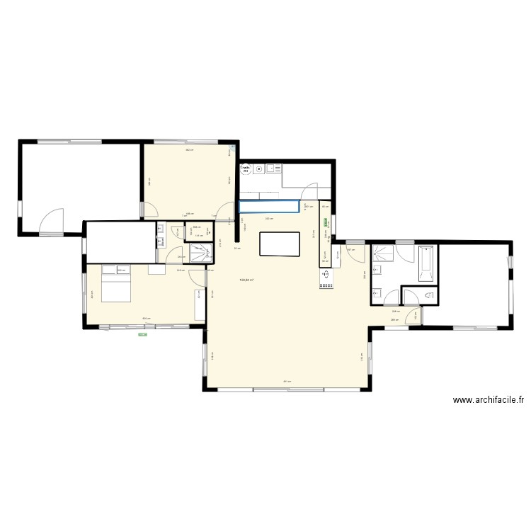 chateauneuf sud et ouest. Plan de 9 pièces et 182 m2