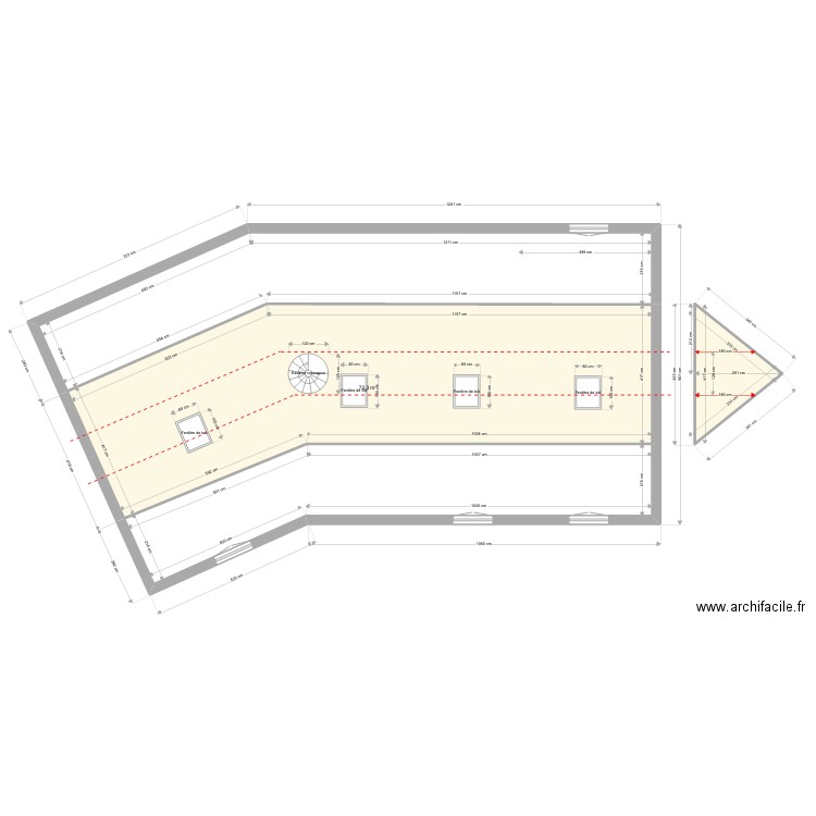 Plan Combles SUBTS. Plan de 4 pièces et 151 m2